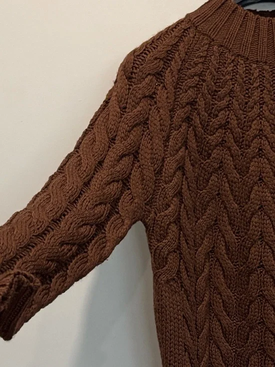 Sézane Drew Merino Wool Cable Knit Sweater Dress Brown Size Medium - Picture 9 of 13